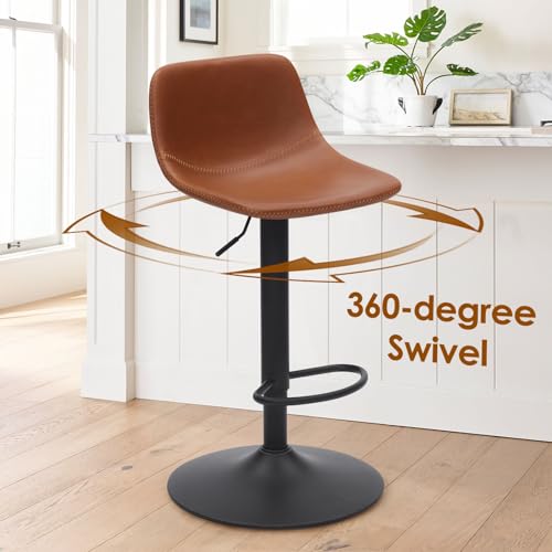 Mid Century Modern SwivelBar Stools with Back Support, Kitchen Island Set of 2