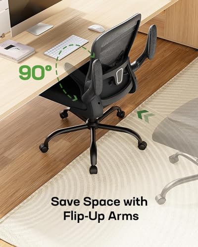 Marsail Bright Black Ergonomic Office Chair with Lumbar Support and Flip-up Arms