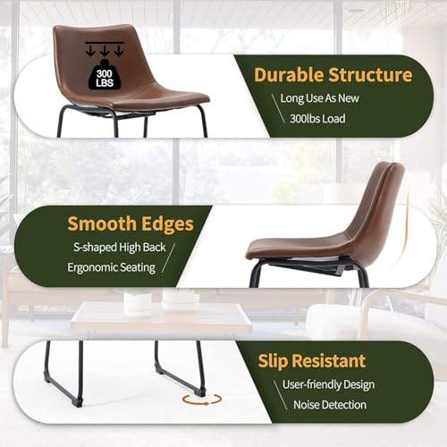 Set of 2 Modern Walnut Dining Chairs with Metal Legs for Kitchen and Living Room
