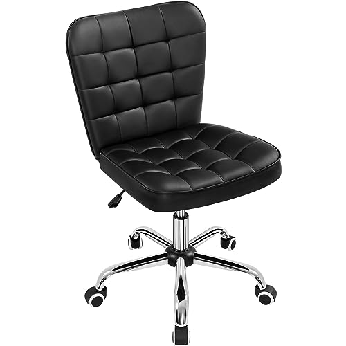 Yaheetech Modern Black Faux Leather Height Adjustable Desk Chair with Rolling Wheels