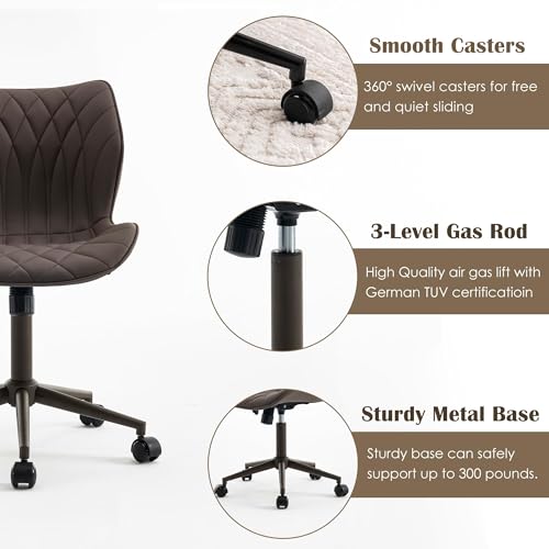 WKGZ INVESTCO Adjustable Faux Leather Swivel Office Chair with Wheels (Brown)
