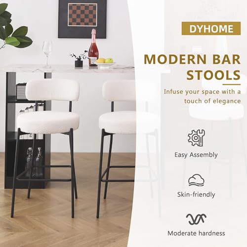 Modern White Bar Stools, 27" Counter Height, Kitchen Island Set