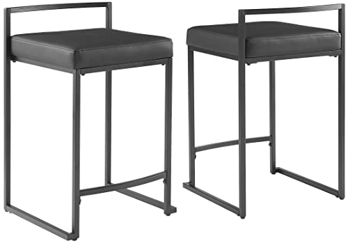Crosley Harlowe Matte Black Counter Height Bar Stools