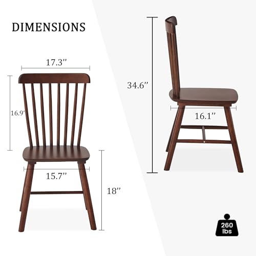 Set of 4 Walnut Farmhouse Windsor Dining Chairs for Restaurant and Home