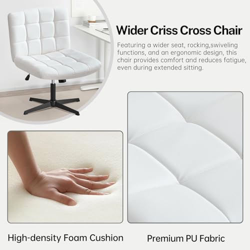 Armless Adjustable White Office Desk Chair