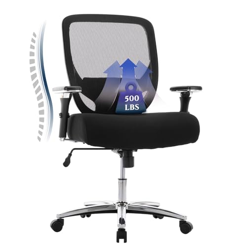 COLAMY Heavy Duty Office Chair - 500lbs Capacity, Black