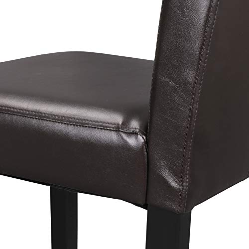 Nova Microdermabrasion Set of 2 Modern PU Leather Dining Chairs with Solid Wood Legs (Brown)