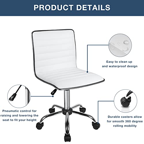 Adjustable Mid-Back Swivel Task Chair for Home Office, Living Room, and Vanity Use