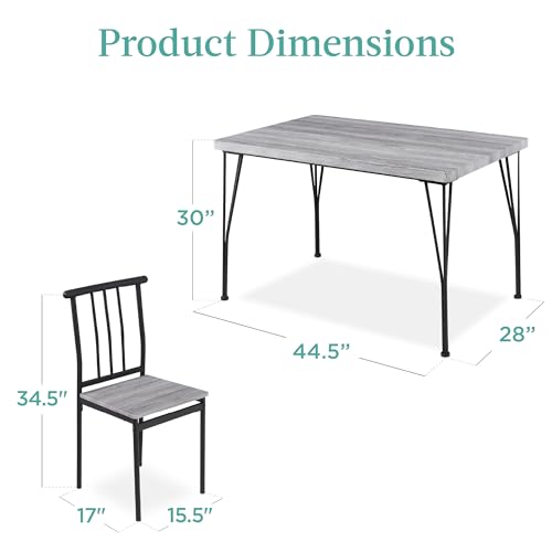 Gray 5-Piece Metal & Wood Dining Table Set for Kitchen