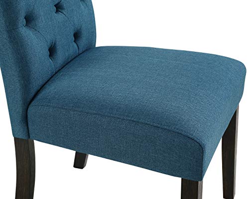 Set of 2 Blue Tufted Solid Wood Parsons Dining Chairs by Roundhill Furniture