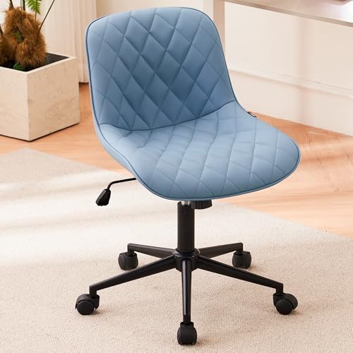 WKGZ INVESTCO Blue Armless Rolling Desk Chair for Home Office