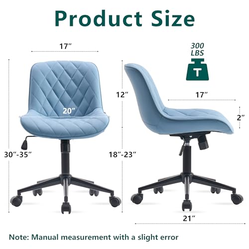 WKGZ INVESTCO Blue Armless Rolling Desk Chair for Home Office