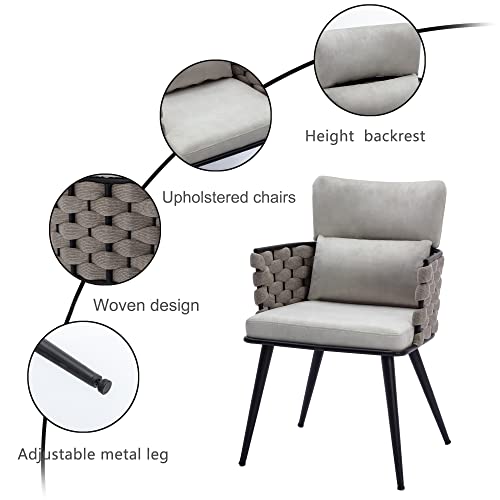 BFZ Set of 6 Handmade Mid-Century Modern Velvet Dining Chairs with Metal Legs