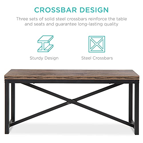 Best Choice Products 45.5in 3-Piece Space-Saving Dining Set for 4 - Brown/Black