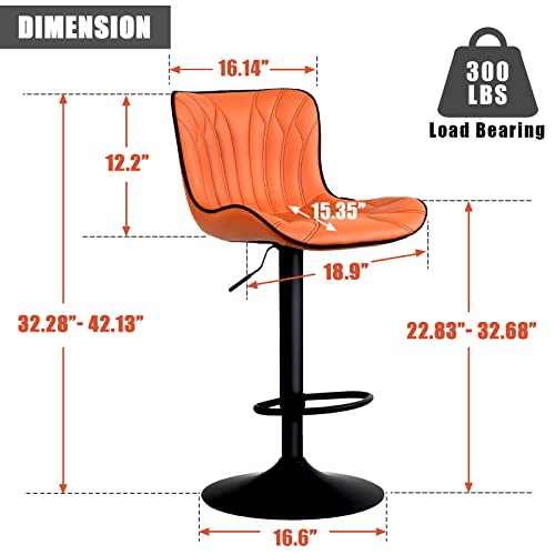 WKGZ INVESTCO 24-Inch Swivel Counter Height Bar Stools with Faux Leather and Metal - Orange