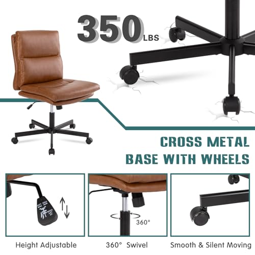 Armless Office Desk Chair with Wheels for Home and Office Use