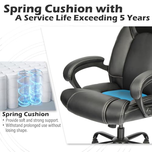 OUTFINE Ergonomic Executive Office Chair with Hydrolysis-Resistant Leather and Tilting Function in Black