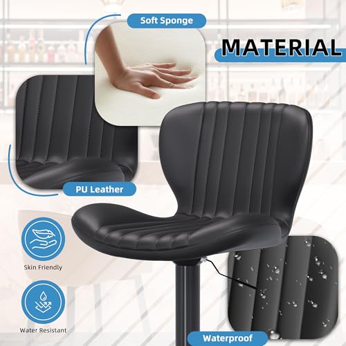 Modern Swivel Bar Stools Set of 4 for Counter with Backrest and Footrest, Black