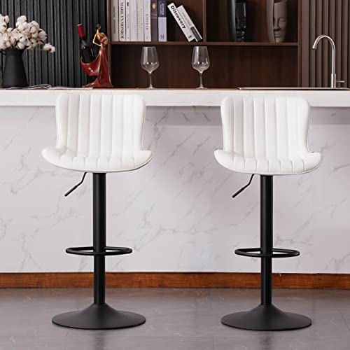 Simple title: White Metal Kitchen Island Barstools Set of 2 - 24 inch Counter Height.