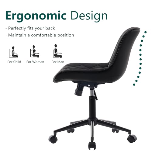 WKGZ INVESTCO Modern Black Rolling Desk Chair with Wheels