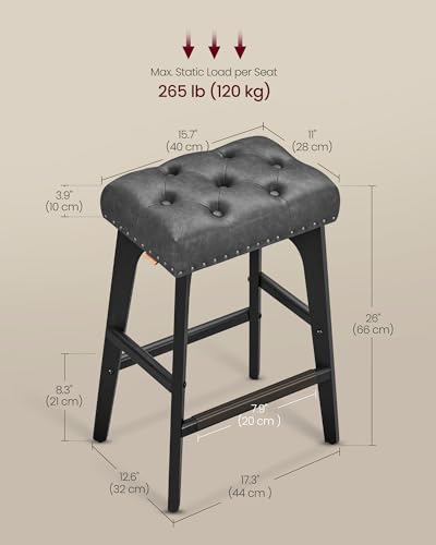 Set of 4 Counter Height Saddle Bar Stools for Kitchen Island - Ink Black