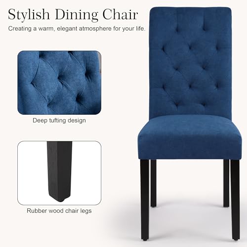 Stylish Blue Dining Chairs with Solid Wood Legs (LSSBOUGHT)