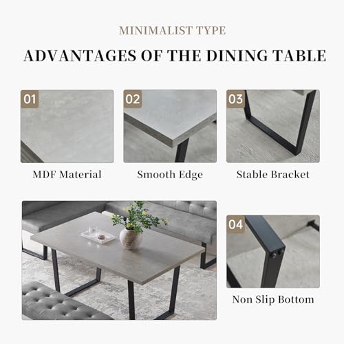 3-Piece Modern Dining Table Set with Corner Bench and Extra Bench for Family Rooms