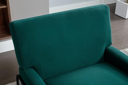 Modern Industrial Accent Chair with Metal Frame - Premium Emerald Soft Armchair for Living Room and Bedroom