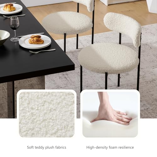 Set of 4 Modern Black and White Upholstered Dining Chairs for Kitchen & Dining Room Decor