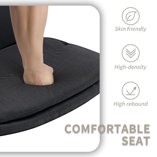 Black Fabric Armless Adjustable Office Chair with Wheels Swivel