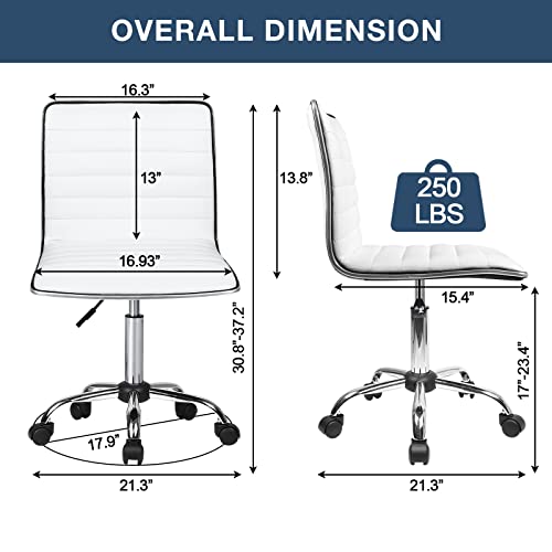 Adjustable Mid-Back Swivel Task Chair for Home Office, Living Room, and Vanity Use