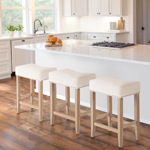 Beige Counter Height Kitchen Bar Stools Set of 2