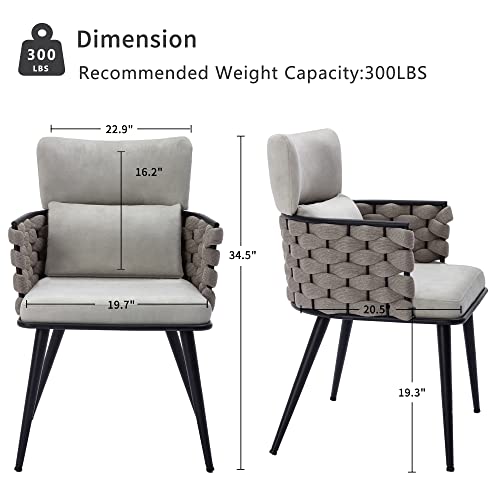 BFZ Set of 6 Handmade Mid-Century Modern Velvet Dining Chairs with Metal Legs