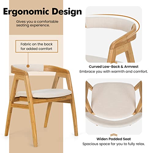 Bamboo Accent Chair with Comfy Cushion for Living Room, Bedroom, Dining Room