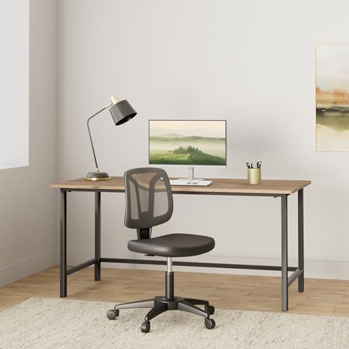 Armless Ergonomic Swivel Desk Chair with Adjustable Height for Small Spaces