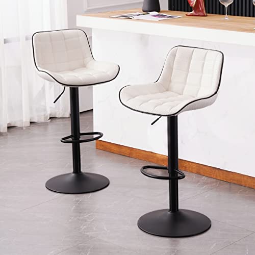 WKGZ INVESTCO Set of 2 Modern Adjustable Black Bar Stools with Back for Kitchen Islands