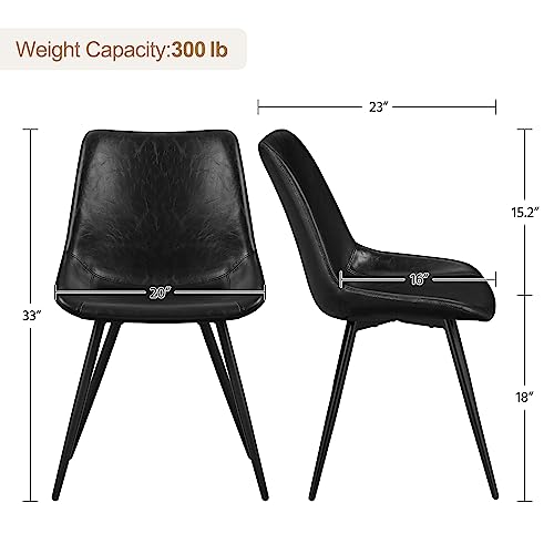 Set of 6 Modern Black Dining Chairs for Kitchen or Dining Room