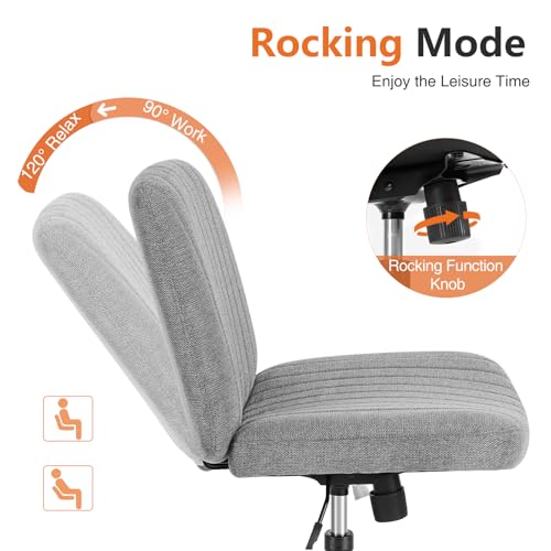 Sweetcrispy Armless Swivel Office Chair, Cross Legged Design