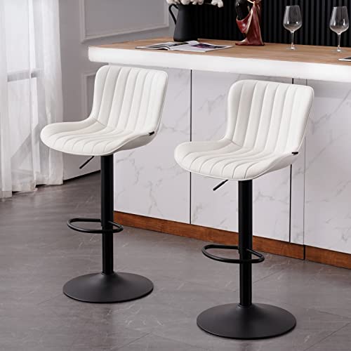 Simple title: White Metal Kitchen Island Barstools Set of 2 - 24 inch Counter Height.