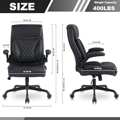 Ergonomic Executive Office Chair with Lumbar Support and Adjustable Features, Black