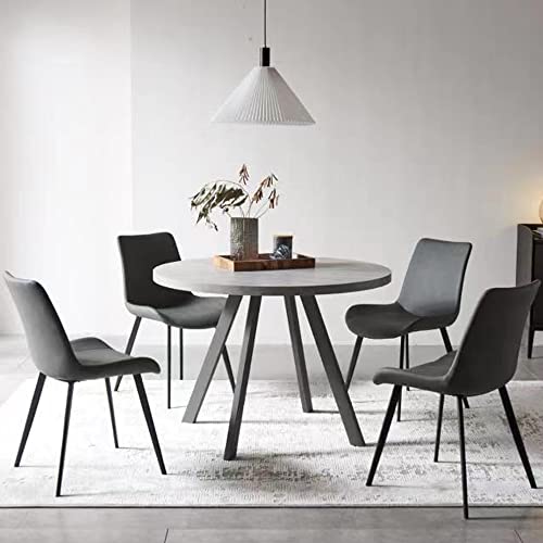 Set of 4 Modern Upholstered Dining Chairs with Faux Leather and Metal Legs - Grey