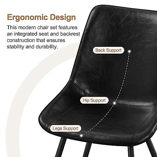 Set of 6 Modern Black Dining Chairs for Kitchen or Dining Room
