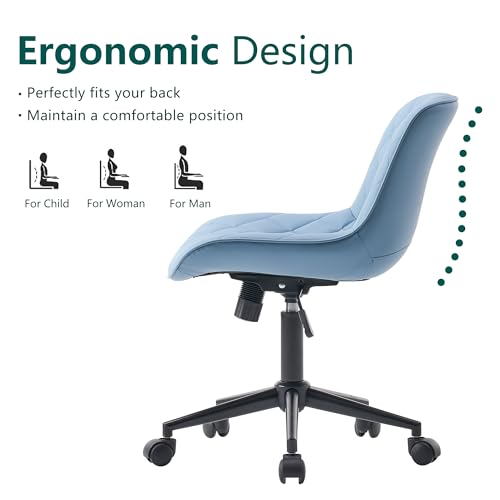 WKGZ INVESTCO Blue Armless Rolling Desk Chair for Home Office