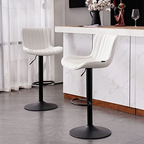 Simple title: White Metal Kitchen Island Barstools Set of 2 - 24 inch Counter Height.