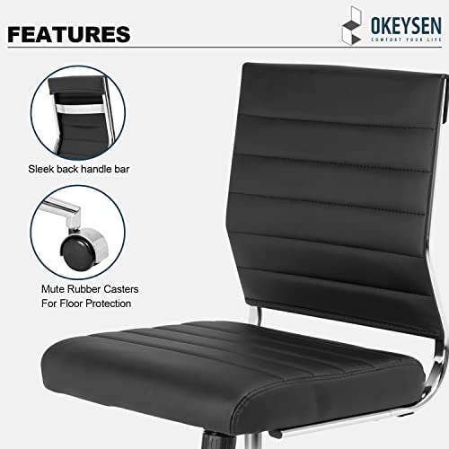 Okeysen Armless Mid Back Leather Office Chair for Conference Rooms
