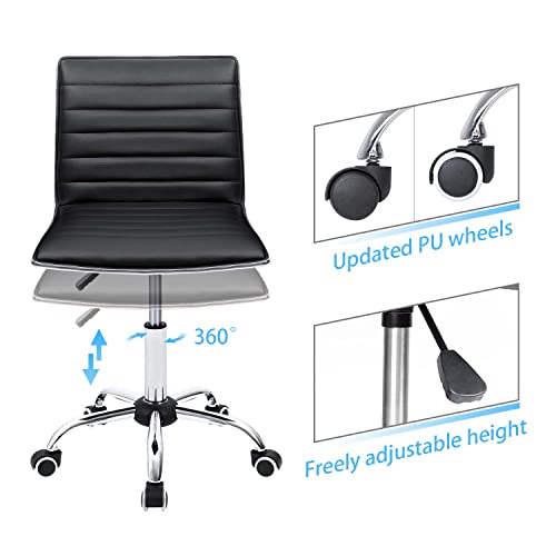 Mid Back Leather Swivel Office Chair for Makeup Room or Computer Desk