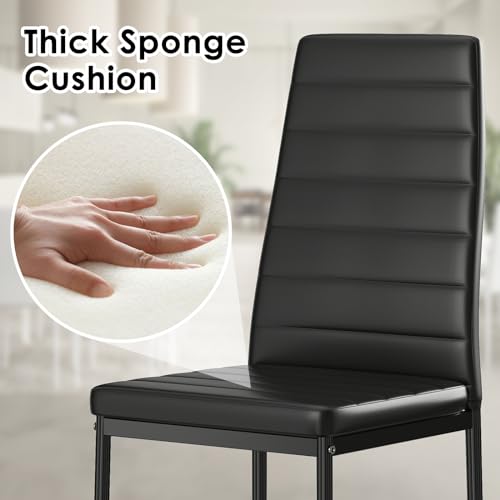Set of 4 Farini Black PU Leather Dining Chairs for Kitchen