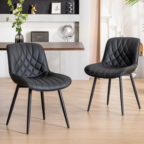 WKGZ INVESTCO Modern Black PU Dining Chair Set for Kitchen & Dining Room