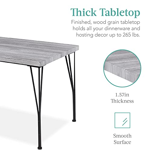 Modern 5-Piece Metal and Wood Dining Table Set for Kitchen - Gray