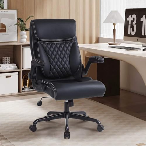 Ergonomic Executive Office Chair with Lumbar Support and Adjustable Features, Black